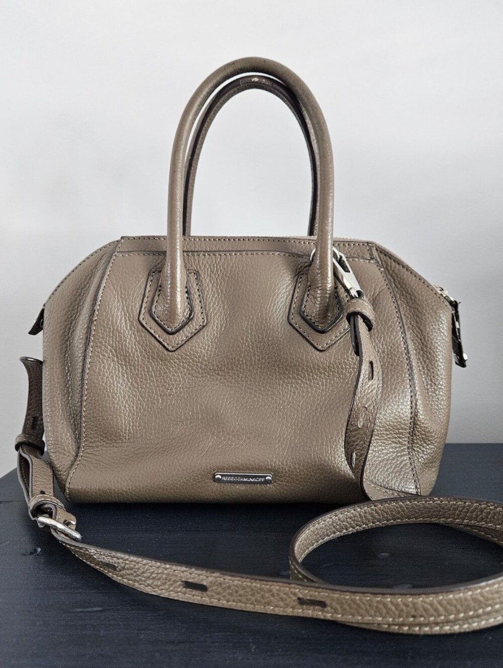 Rebecca Minkoff Gray Pebbled Leather Crossbody Satchel EUC